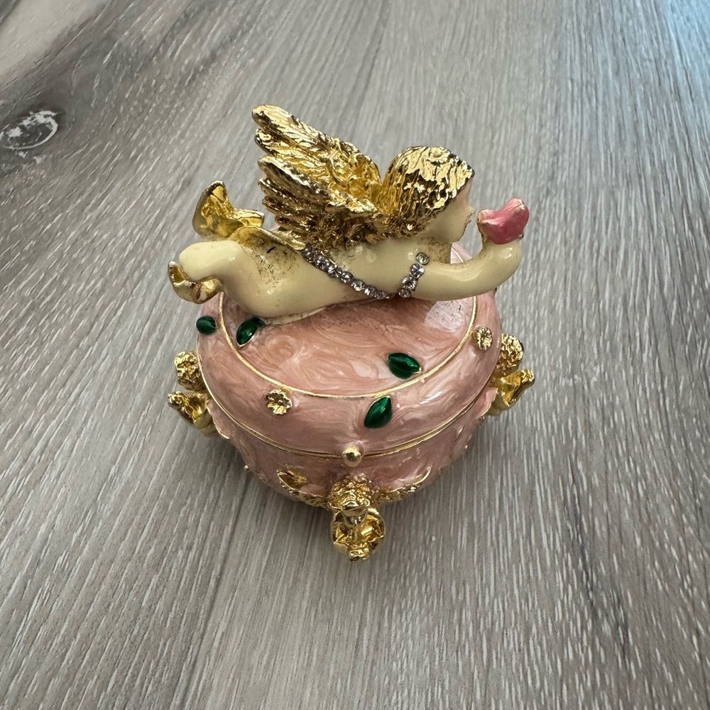 Art Form Gold and Pink Cherub Trinket Box